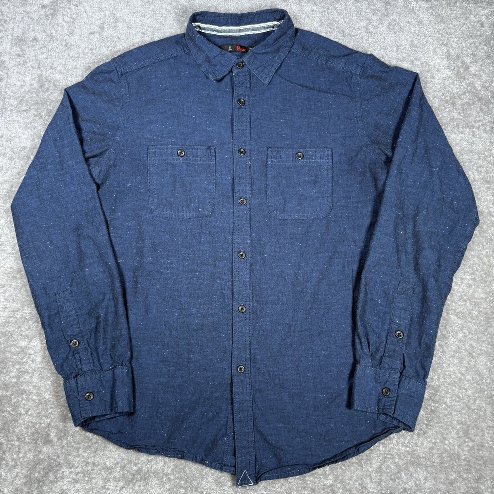 Stoic Shirt Men's Small‎ Navy Blue Speckled Long Sleeve Button Up